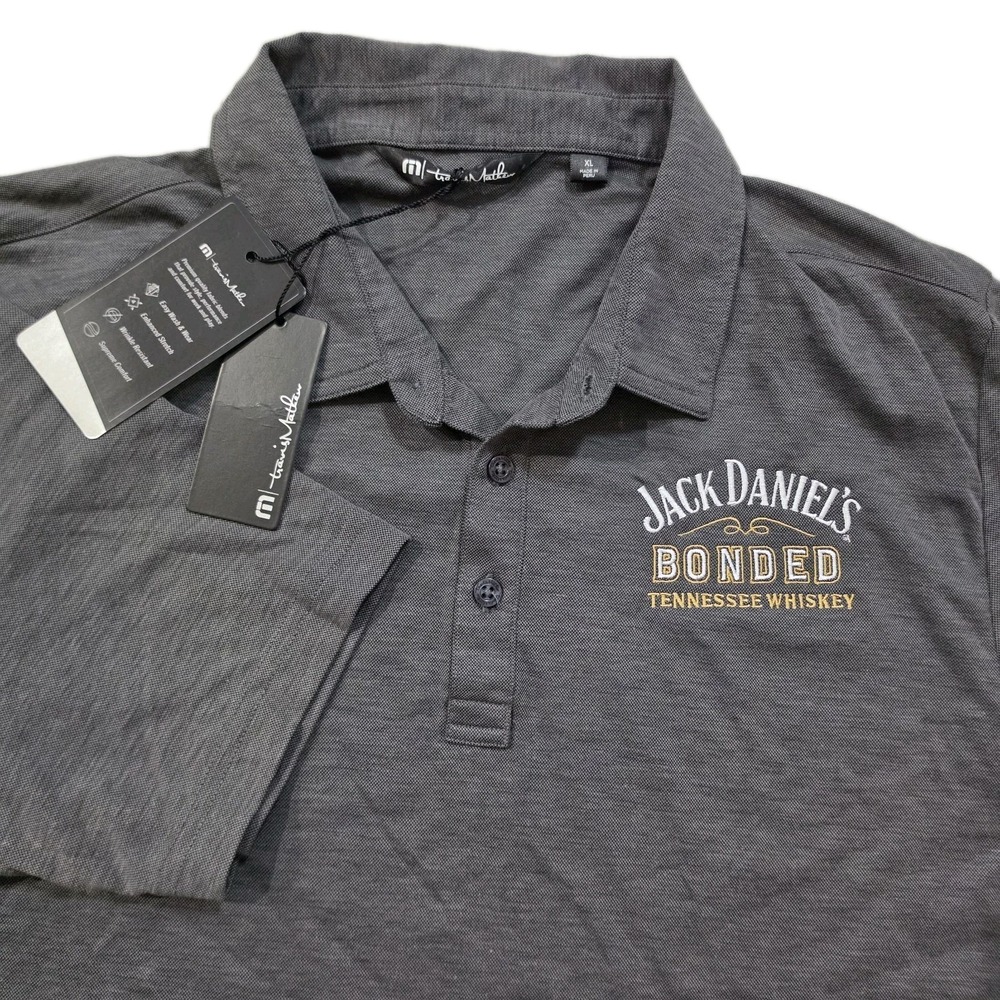 NWT TravisMathew Oceanside Polo Shirt XL Grey Jack Daniels Bonded Whiskey Golf